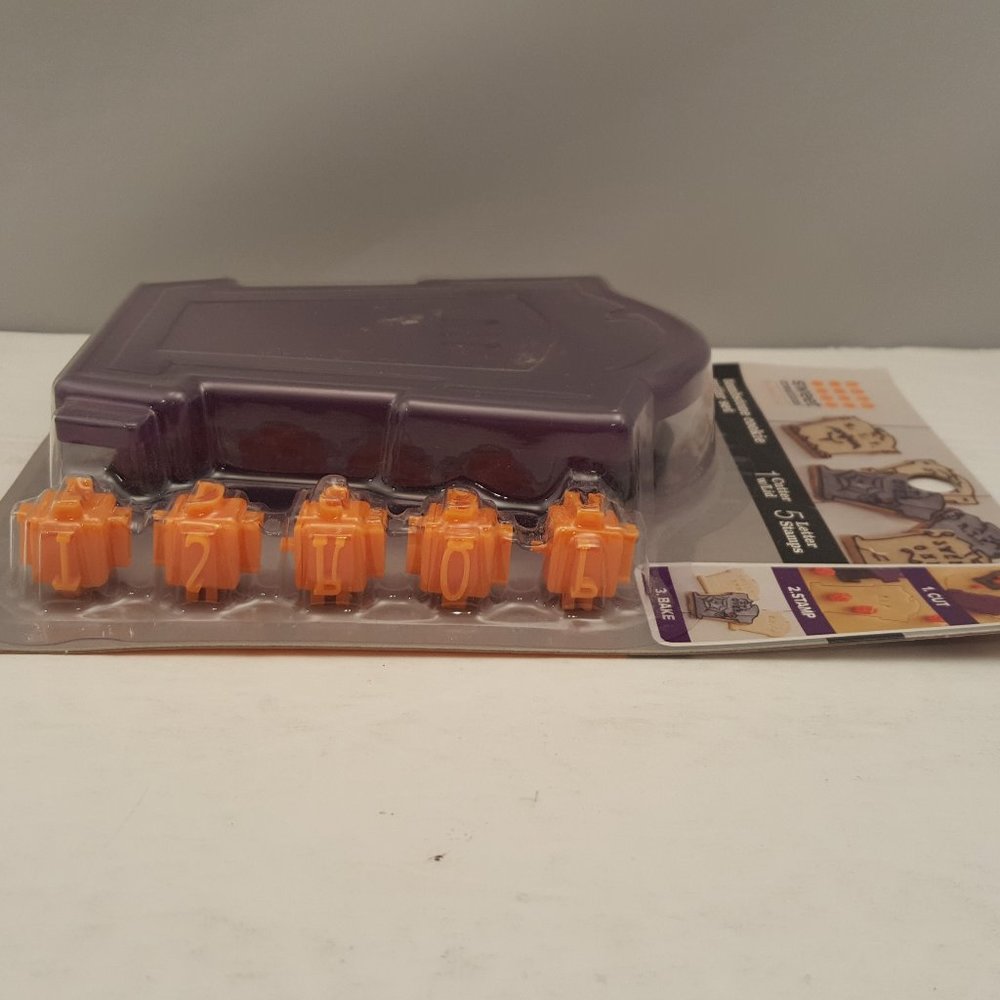 SWEET CREATIONS Tombstone Cookie Cutter Set w Lid & 5 Letter Stamps - Picture 2 of 7